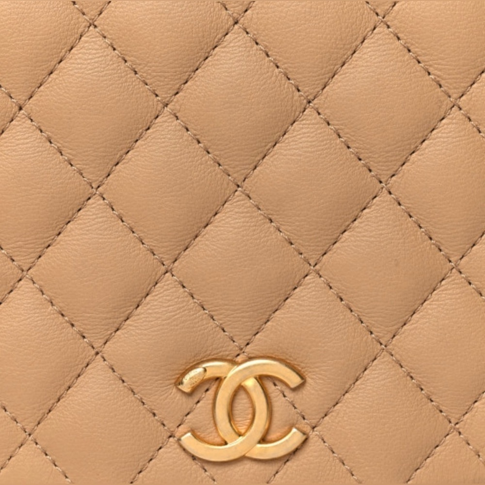Chanel Coco CC Messenger Calfskin and Quilted Goatskin Tan Bag - Picture 7 of 16